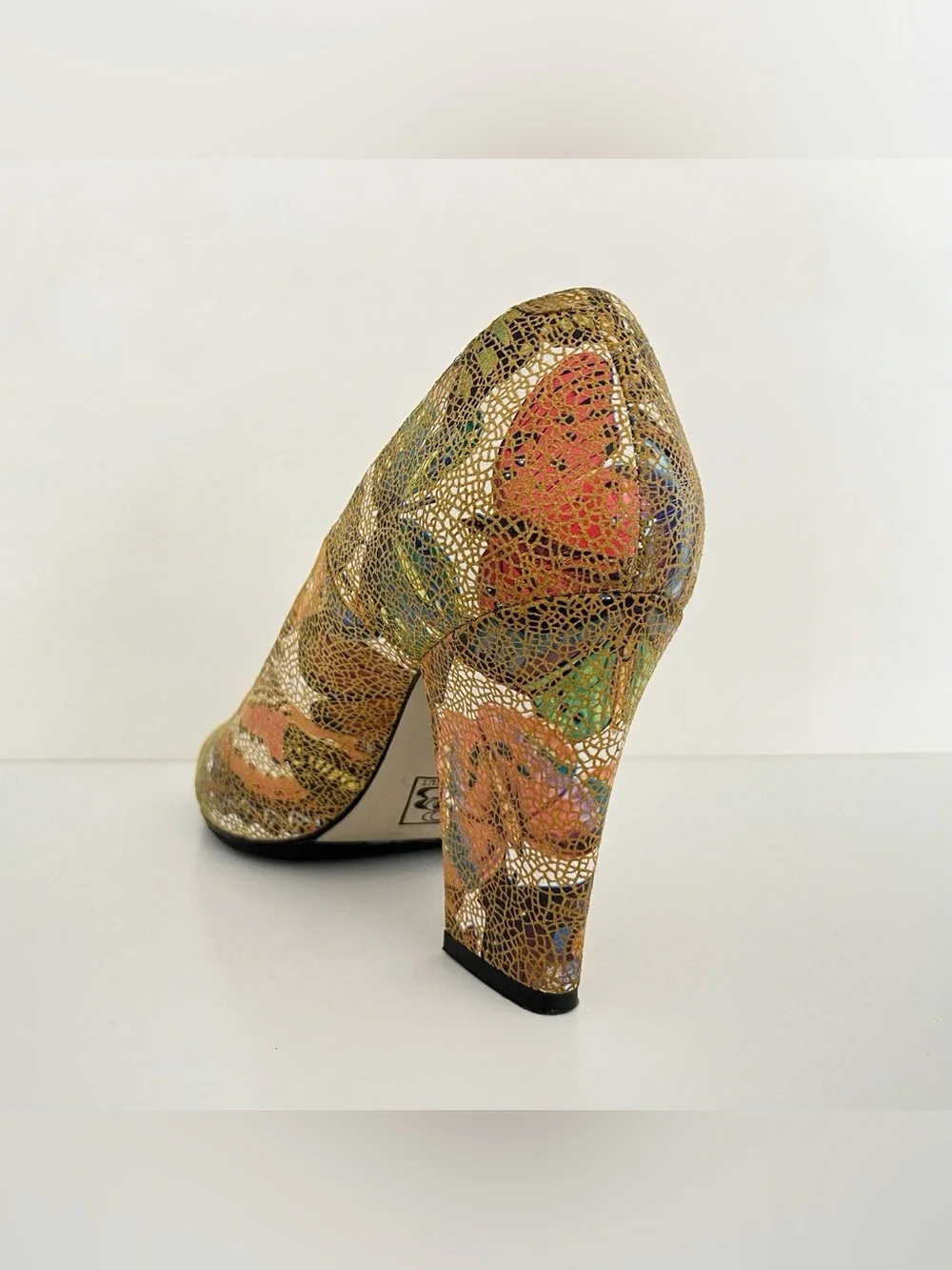 Women's Colorful Pumps Shoes Heels Made in Italy 8.5 Peeptoe Retro Bombshell